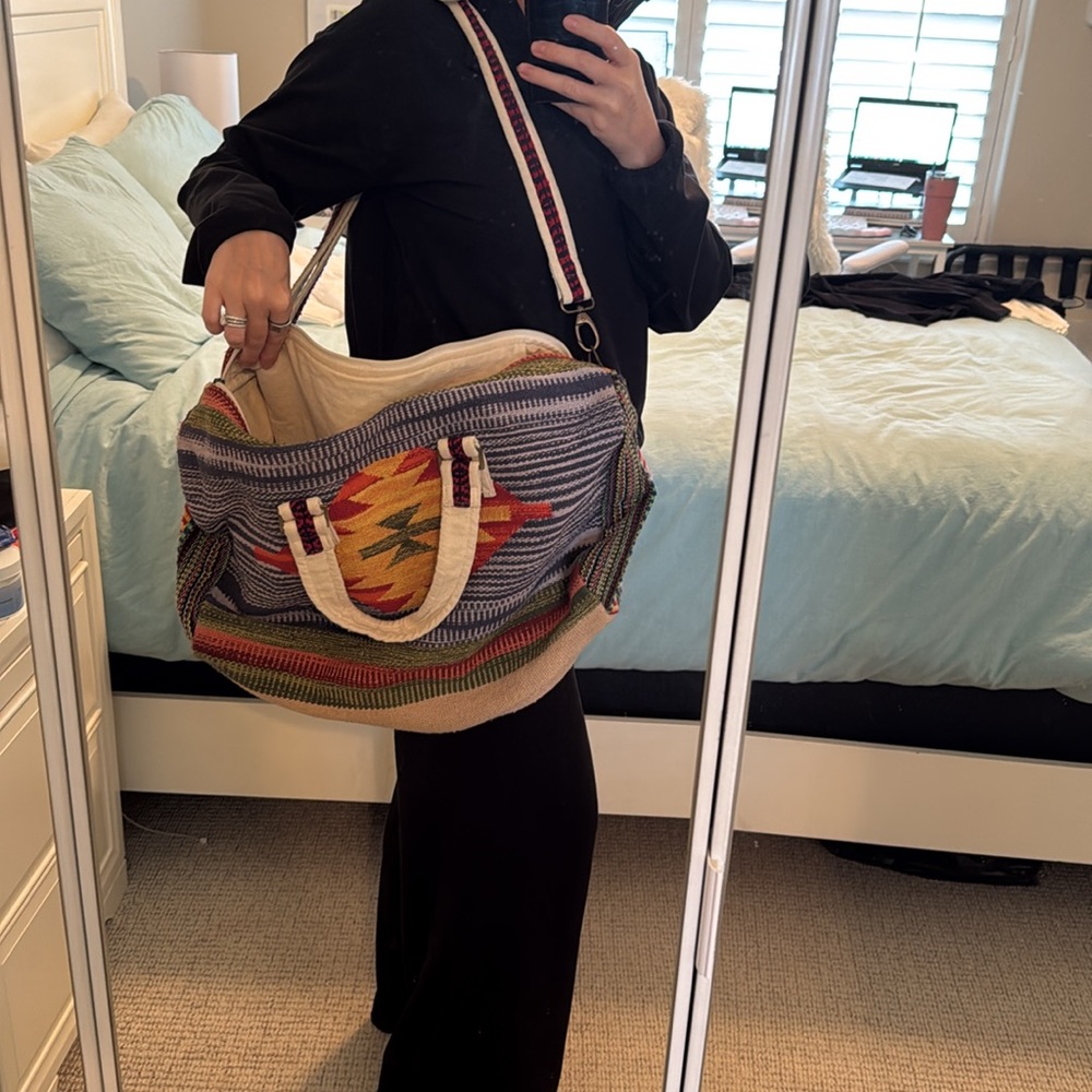 Boho Aztec Stitched Boston Duffle Bag - Picture 10 of 12